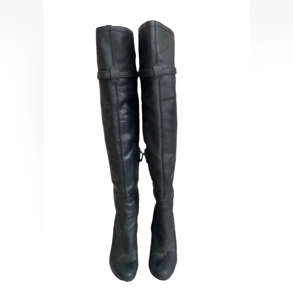 SAM EDELMAN Sutton Black Leather Over the Knee Buckle Boots Sz 6.5 Tall Boho